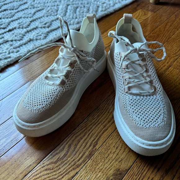 J Slides NYC white/nude Duchess lace-up knitted sneakers - Picture 14 of 14